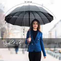Royal Walk Windproof Large Umbrella for Rain 54 Inch Automatic Open for 2 Persons