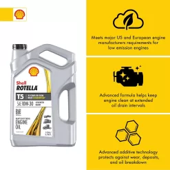 Shell Rotella T5 Synthetic Blend 10W-30 Diesel Engine Oil (1-Gallon, Case of 3)
