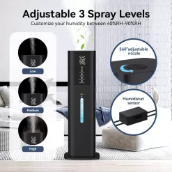 Humidifiers Large Room Bedroom with 7 Colors Light, 2.1Gal(8L) 3 Speed Quiet Ultrasonic Cool Mist Humidifier (Black)