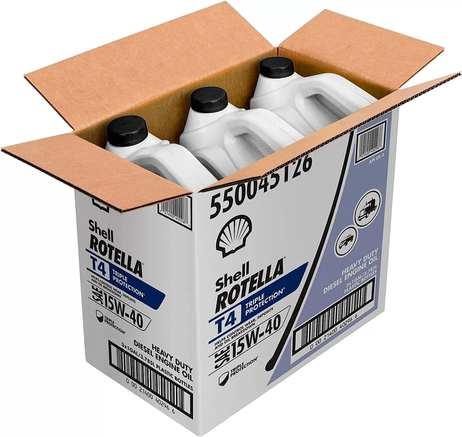 Shell Rotella T4 Triple Protection Conventional 15W-40 Diesel Engine Oil (1-Gallon, Case of 3)