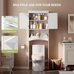 Gizoon Over The Toilet Storage Cabinet with Adjustable Shelf and Double Doors - White