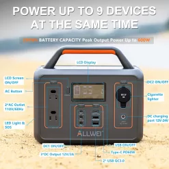 ALLWEI Portable Power Station 300W(Peak 600W), 280Wh Solar Generator with USB-C PD60W
