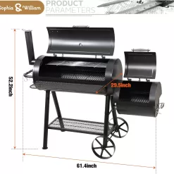Sophia & William Heavy-Duty Charcoal Smoker Grills Extra Large Outdoor BBQ Gill