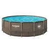 Funsicle 16ft x 48in Round Oasis Designer Above Ground Pool, Dark Double Rattan with SkimmerPlus Filter Pump & Ladder