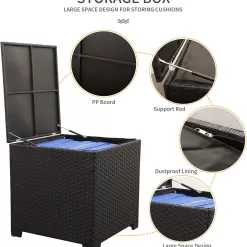 Outdoor PE Wicker Furniture Set 4 Piece Patio Black Rattan Sectional Loveseat Couch Set Conversation Sofa