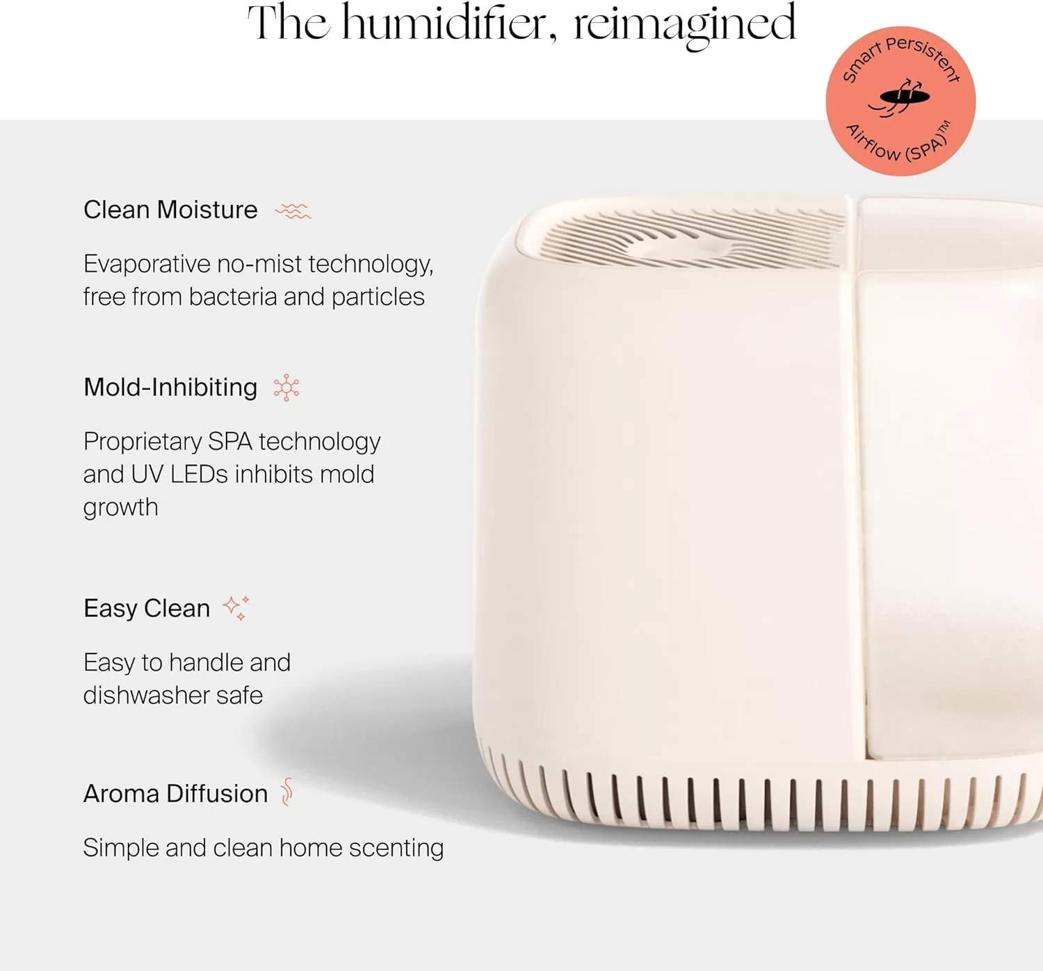 Canopy Bedside Humidifier, White Humidifier, 36 HR Run Time, 2.5L Capacity