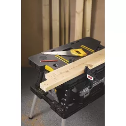 Keter Portable Folding Work Table Tool Storage Stand Workbench with 12 Inch Wood Clamps