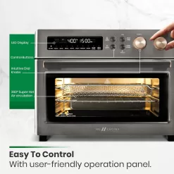 VAL CUCINA Infrared Heating Air Fryer Toaster Oven, Extra Large Countertop Convection Oven 10-in-1 Combo, Metalic Gray Color