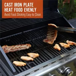 MFSTUDIO 4 Burner Propane Gas BBQ Grill with Porcelain-Enameled Cast Iron Grates and Side Burner, Stainless Steel
