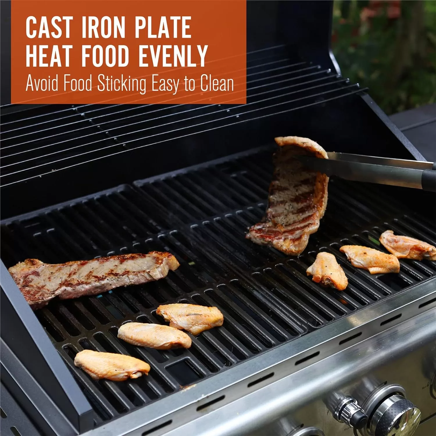 MFSTUDIO 4 Burner Propane Gas BBQ Grill with Porcelain-Enameled Cast Iron Grates and Side Burner, Stainless Steel