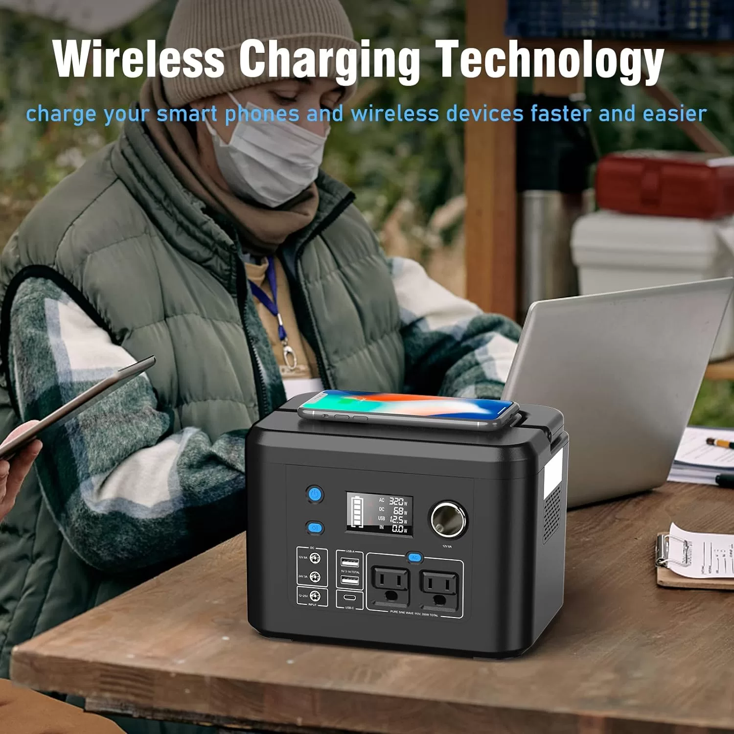Portable Power Station 350W, Powkey 260Wh/70,000mAh Backup Lithium Battery