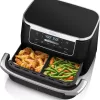 Ninja DZ071 Foodi 6-in-1 DualZone FlexBasket Air Fryer with 7-QT MegaZone & Basket Divider, Black