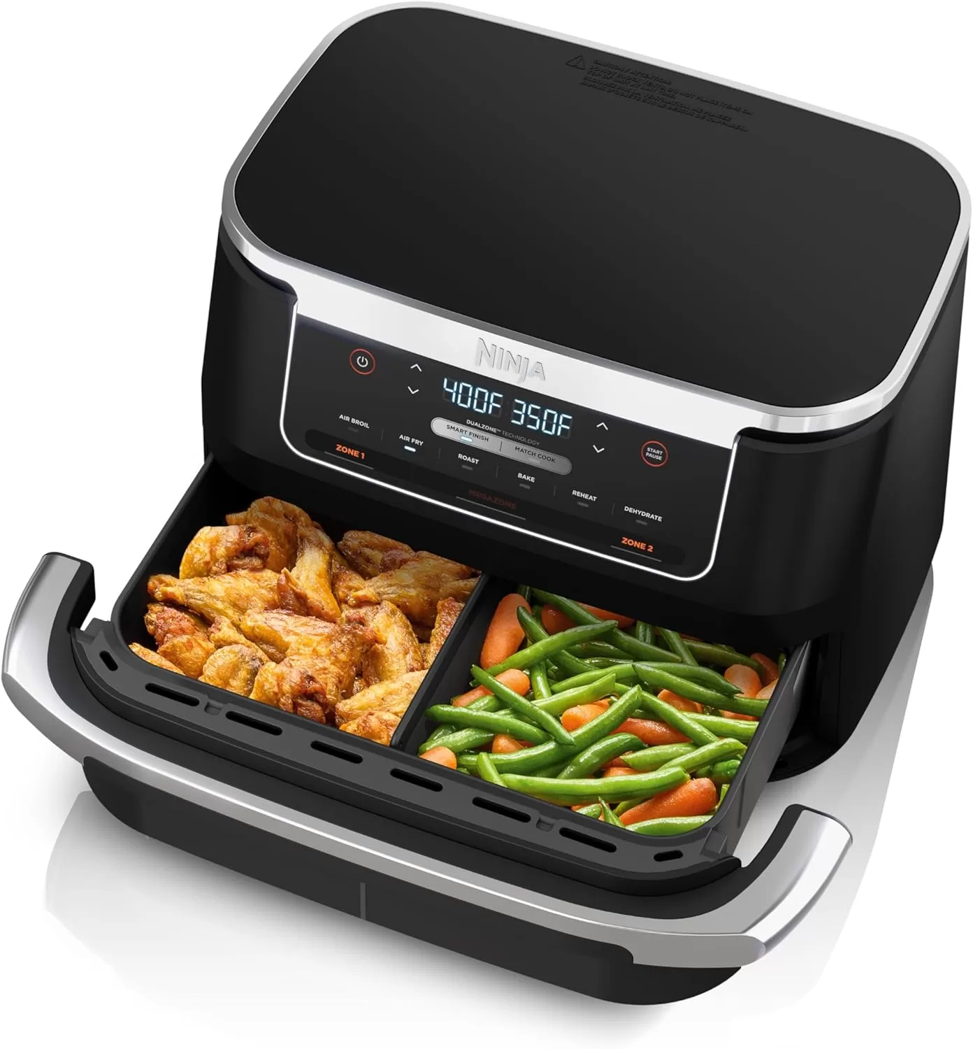Ninja DZ071 Foodi 6-in-1 DualZone FlexBasket Air Fryer with 7-QT MegaZone & Basket Divider, Black
