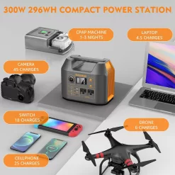 Portable Power Station EnginStar 300W Solar Generator 110V 296Wh