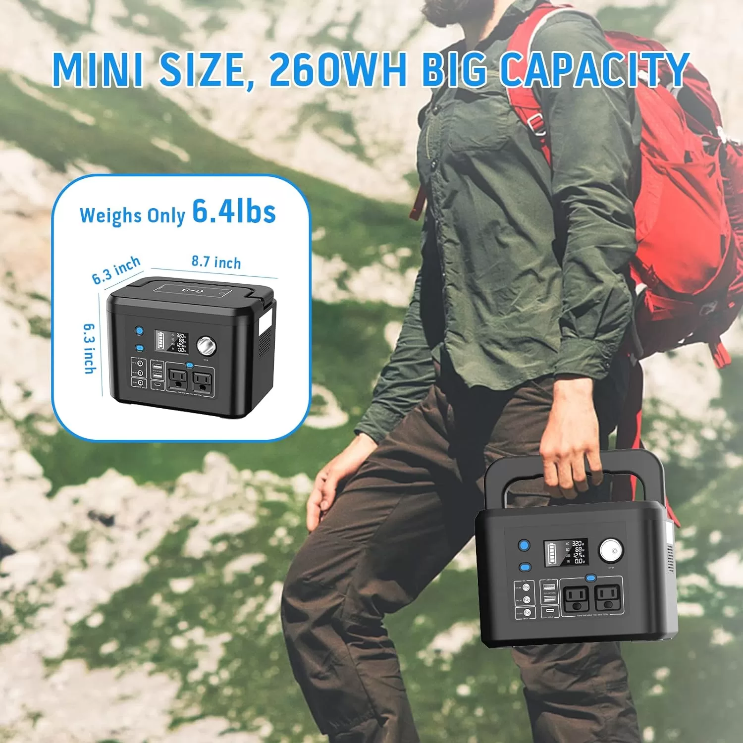 Portable Power Station 350W, Powkey 260Wh/70,000mAh Backup Lithium Battery