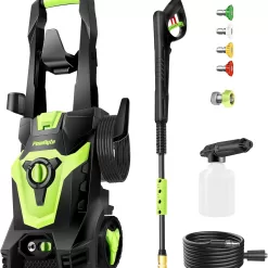 PowRyte Electric Pressure Washer, Foam Cannon, 4 Different Pressure Tips, Power Washer, 4000 PSI 2.6 GPM