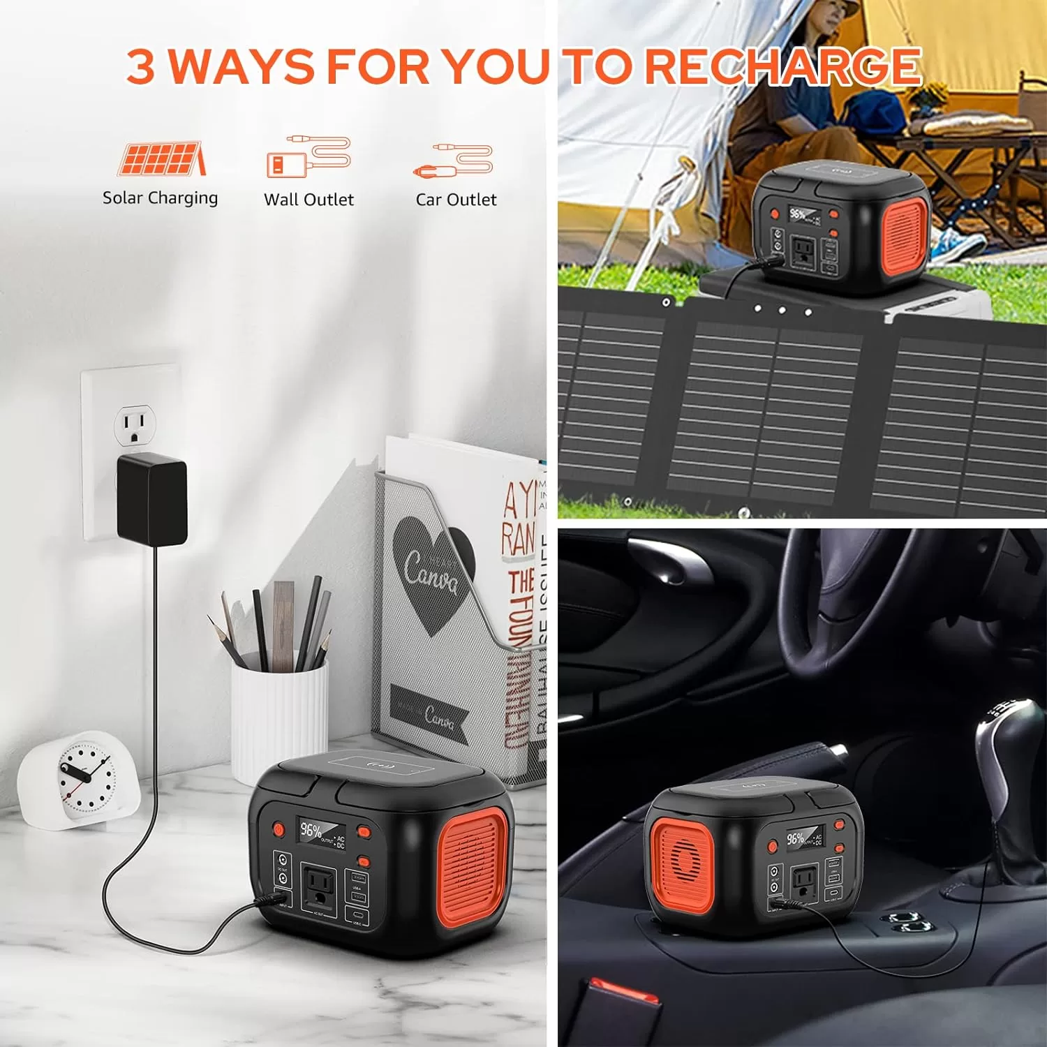 Portable Power Station 97Wh Power Bank 26400mAh Battery Pack Fasting Charging 150W AC Outlet Solar Generators
