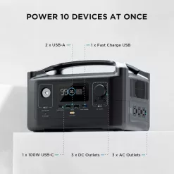 EF ECOFLOW RIVER 288Wh Portable Power Station,3 x 600W(Peak 1200W) AC Outlets & LED Flashlight