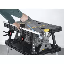 Keter Portable Folding Work Table Tool Storage Stand Workbench with 12 Inch Wood Clamps