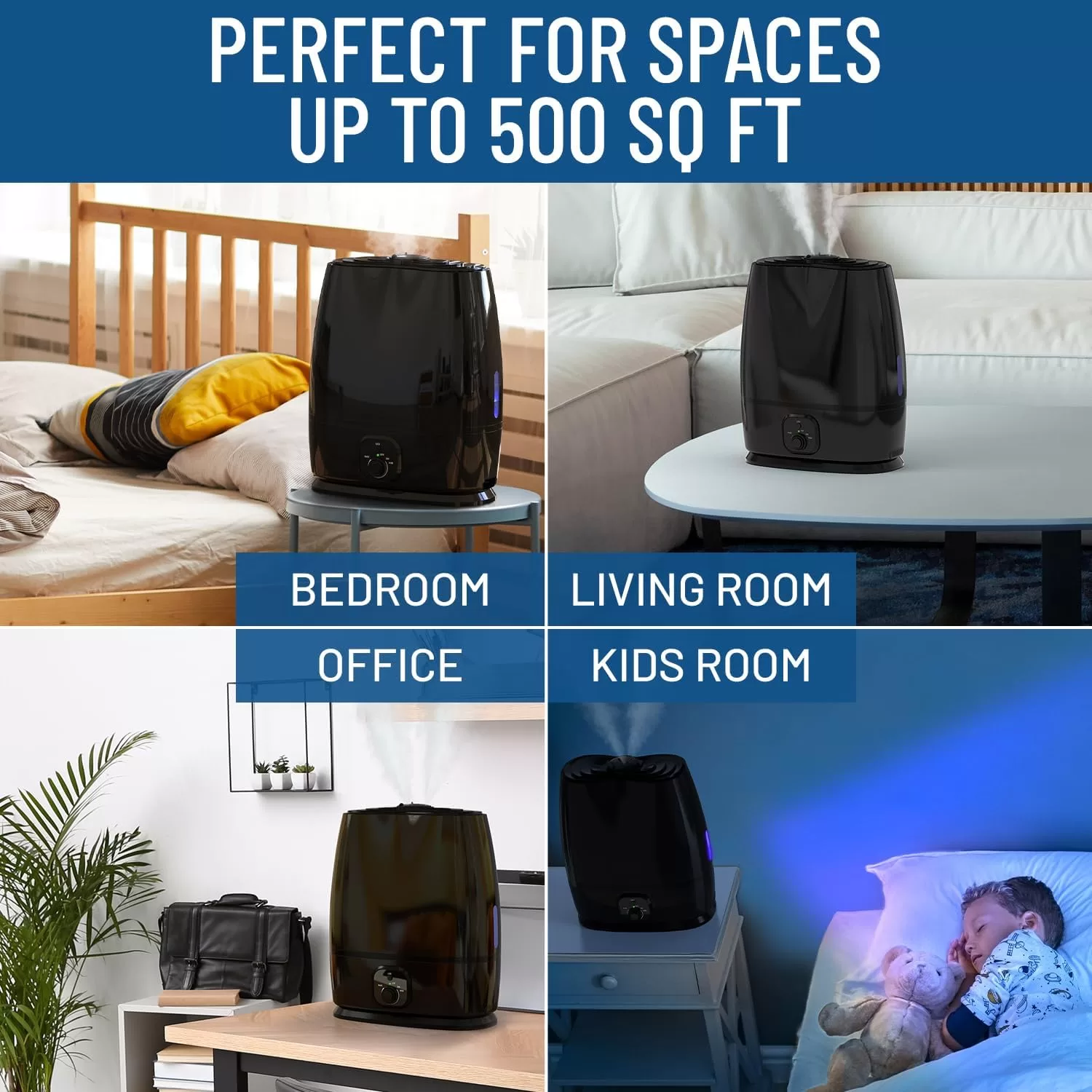Everlasting Comfort Air Humidifiers for Bedroom - 50-Hour Continuous Use