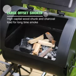 MFSTUDIO Heavy Duty Smoker, X-Large Charcoal Grill with Offset Smoker, 942 sq.in. Cooking Area, For Outdoor Camping Family & Friends Gathering, Black