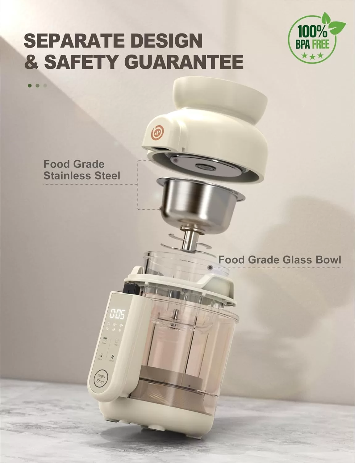 BABYNUTRI Auto Glass Baby Food Maker, Baby Food processor, Blender & Steamer
