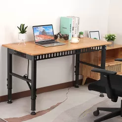 OLBRUS 48 "Adjustable Workbench with Power Outlet, Heavy Duty 2000 LBS Load Capacity Hardwood Workbench Suitable