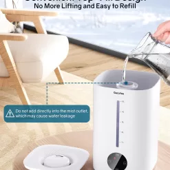 Qacofee 5L Humidifiers for Bedroom, Qacofee Humidifier, Whisper-Quiet Air Humidifier for 50H Runtime