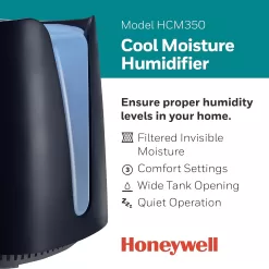 Honeywell Cool Moisture Humidifier, Medium Room, 1.1 Gallon Tank, Black