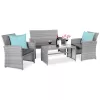 Best Choice Products 4-Piece Outdoor Wicker Patio Conversation Furniture Set - Gray Wicker/Gray Cushions