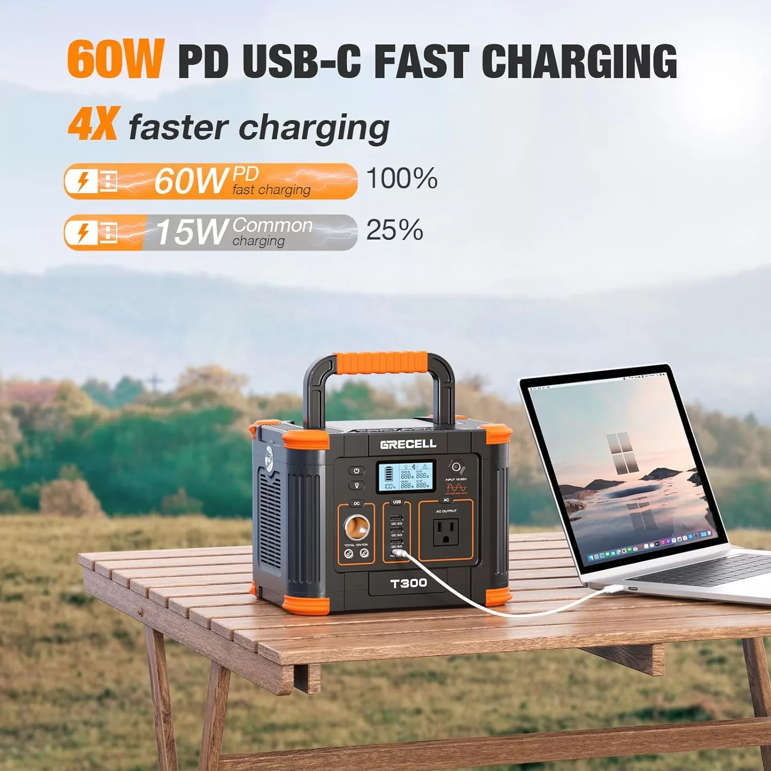 Portable Power Station 300W (Peak 600W), GRECELL 288Wh Solar Generator