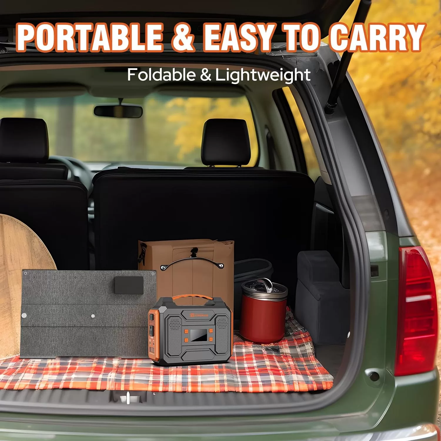 ZeroKor Portable Solar Generator, 300W Portable Power Station with Foldable 60W Solar Panel