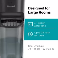 Honeywell Top Fill Tower Humidifier, Digital Humidistat, Black – Cool Mist Humidifier