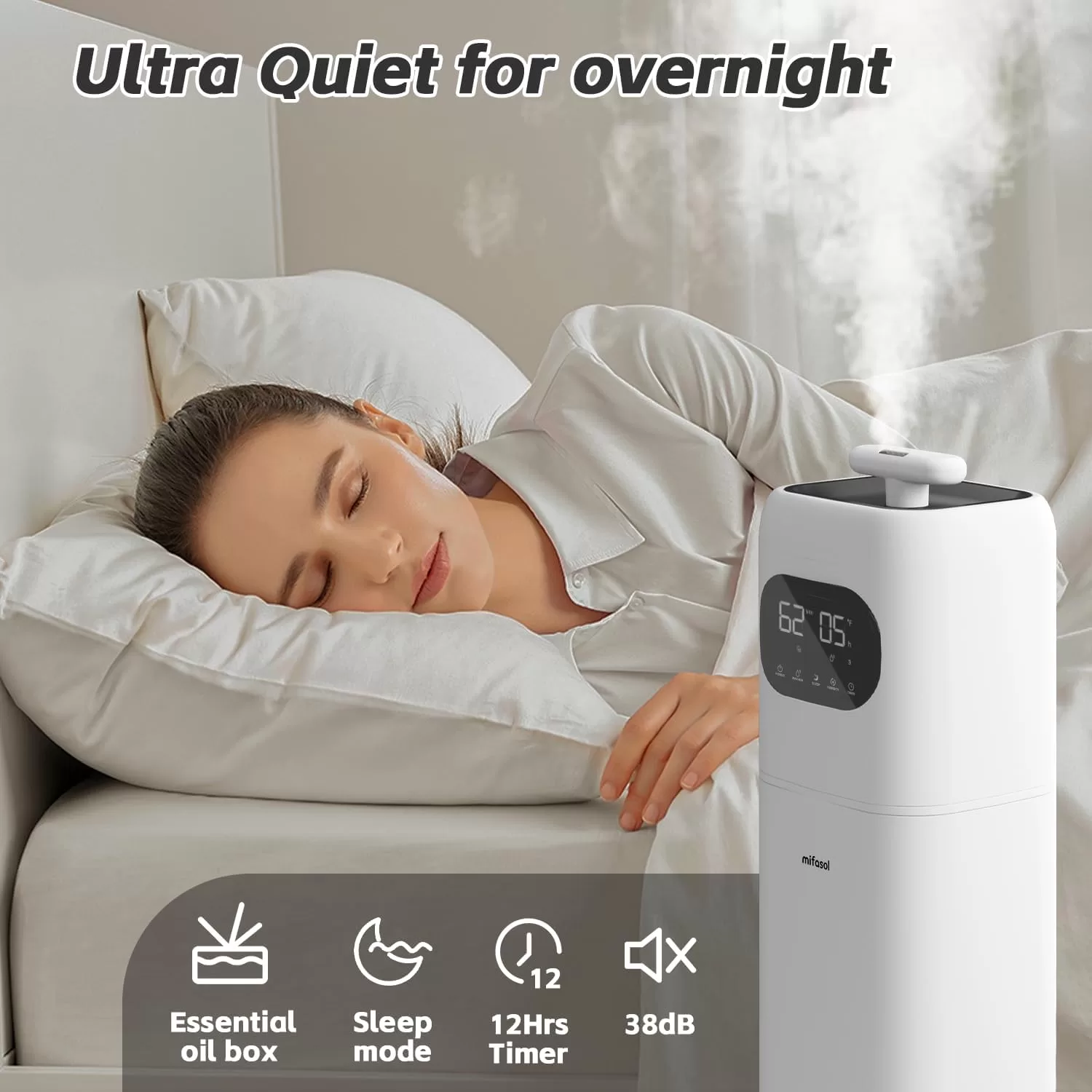 Humidifiers for Bedroom Large Room, 2.3Gal/9L Quiet Humidifiers for Bedroom