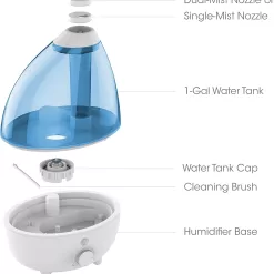 Pure Enrichment MistAire XL Ultrasonic Cool Mist Humidifier - All Day Operation for Large Rooms, 1 Gallon Tank