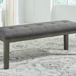 Signature Design by Ashley Hallanden Rustic Tufted Upholstered Dining Room Bench, Gray