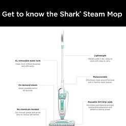 Alternative view of Shark S1000 Steam Mop with 2 Dirt Grip Pads, Lightweight, White/Seafoam