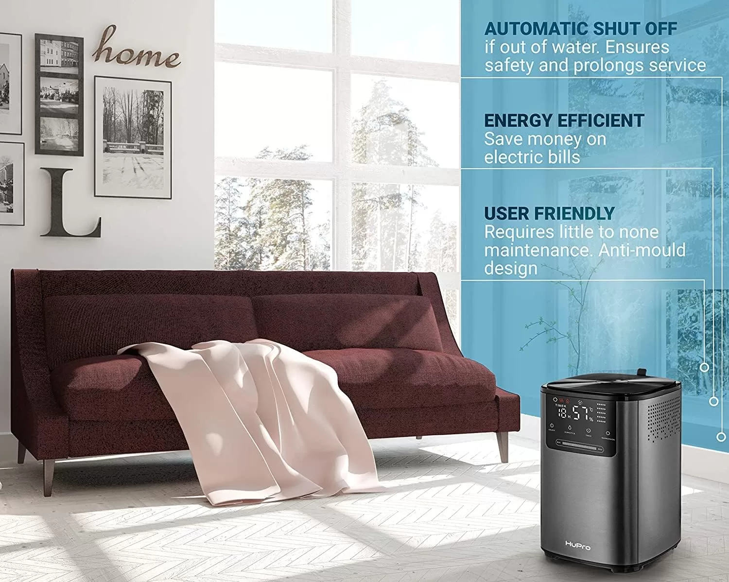 Hupro Top Fill Cool Mist & Warm Mist Humidifier for Large Room Home Bedroom Living Room 4L Big Capacity
