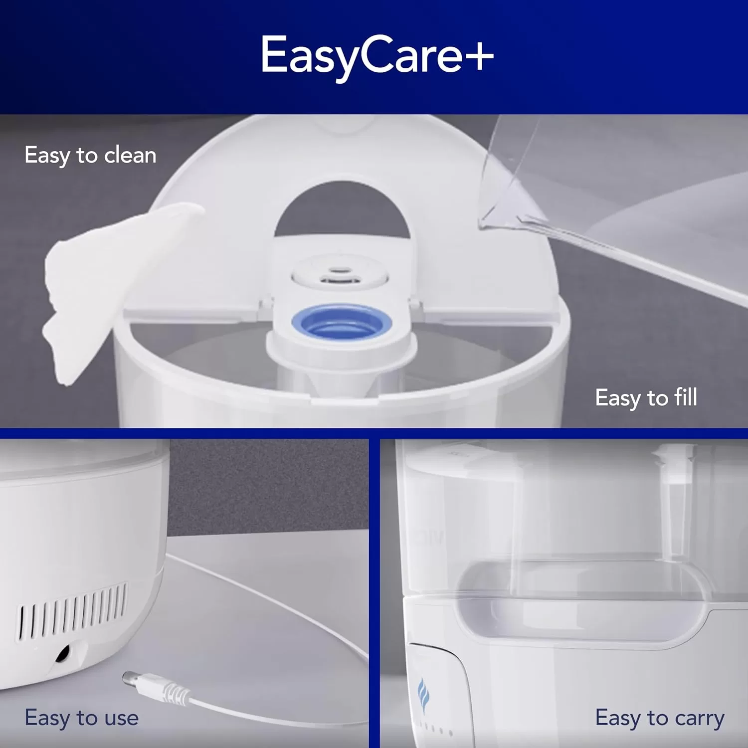 PUR Vicks EasyCare+ Top Fill Filter-Free Cool Mist Humidifier, White