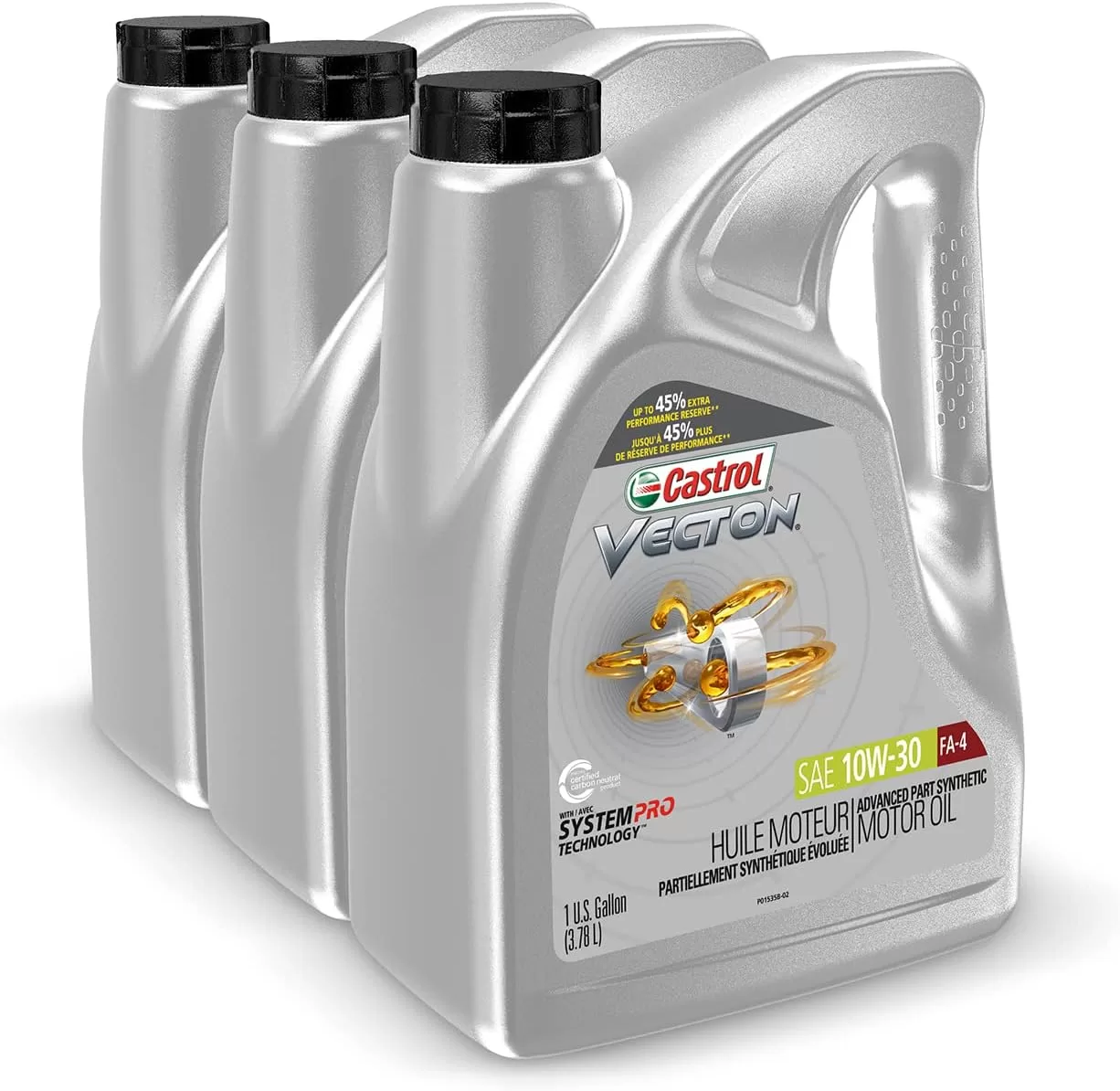 Castrol Vecton 10W-30 FA-4 Part Synthetic Diesel Engine Oil, 1 Gallon, Pack of 3
