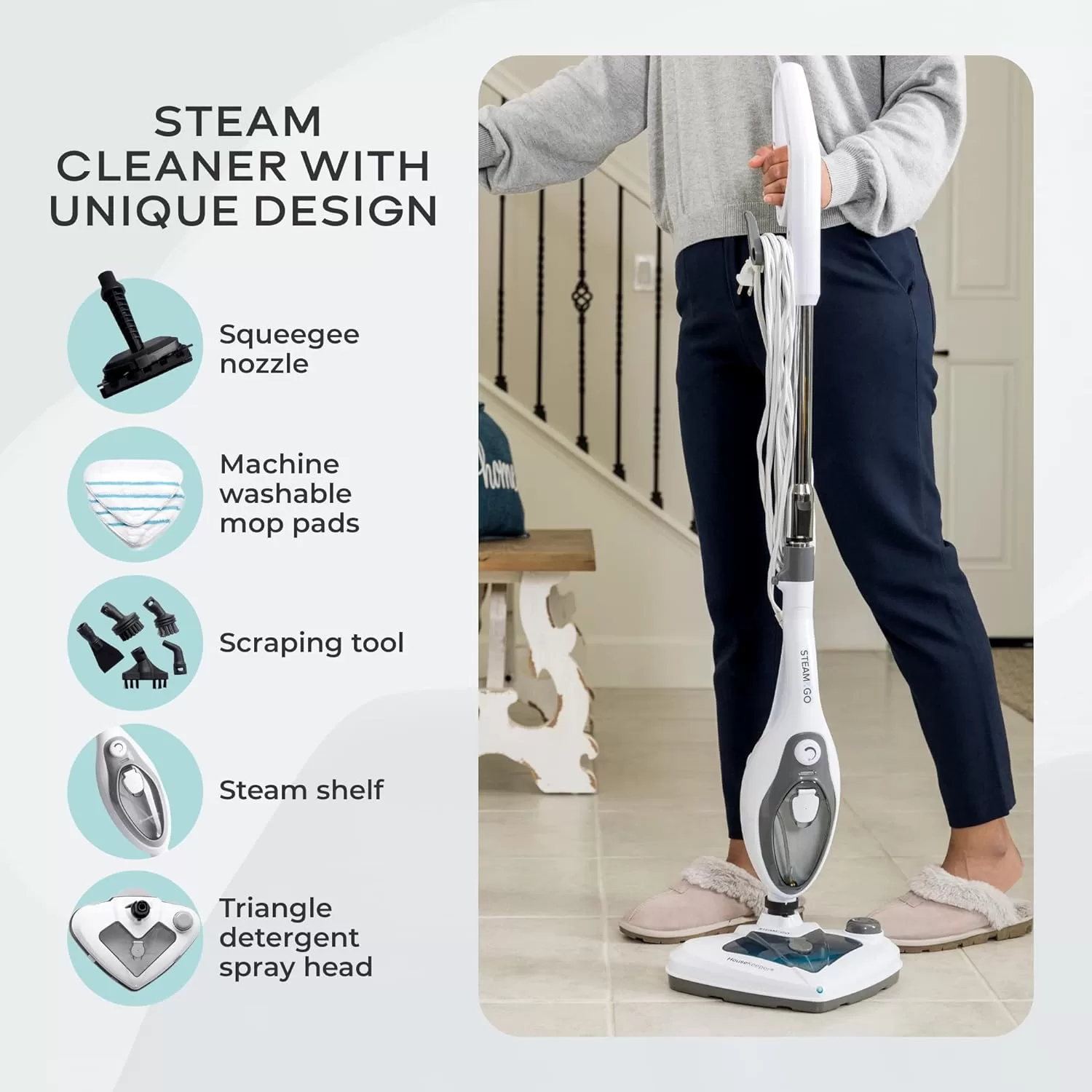 Steam and Go Steam Mop Floor Steamer with Handheld Steam Cleaner for Tile and Grout
