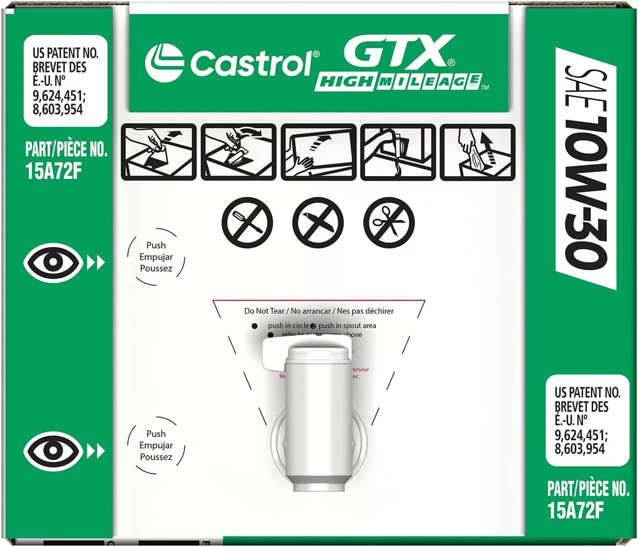 Castrol GTX High Mileage 10W-30 Synthetic Blend Motor Oil, 6 Gallon Enviro-Pack