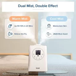 LEVOIT Humidifiers for Bedroom Large Room Home, 6L Warm and Cool Mist Ultrasonic Air Vaporizer, White