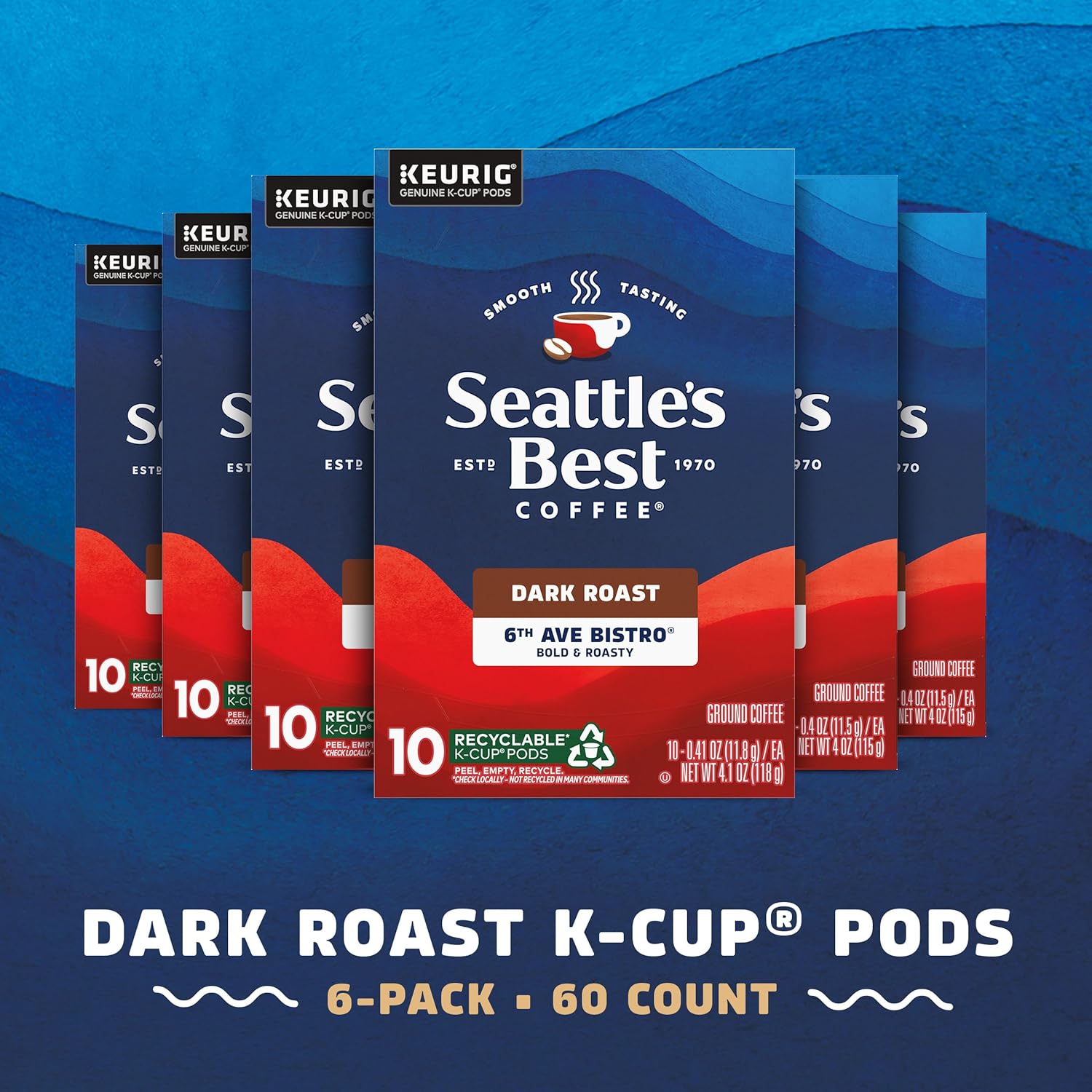 Seattle's Best Coffee 6th Avenue Bistro Dark Roast K-Cup Pods | 10 Count (Pack of 6) - Image 2