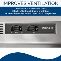 Broan-NuTone 413004 Non-Ducted Ductless Range Hood with Lights Exhaust Fan for Under Cabinet, 30-Inch, Stainless Steel