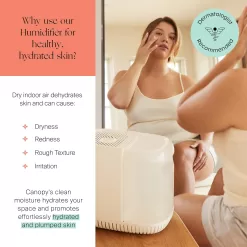 Canopy Bedside Humidifier, White Humidifier, 36 HR Run Time, 2.5L Capacity