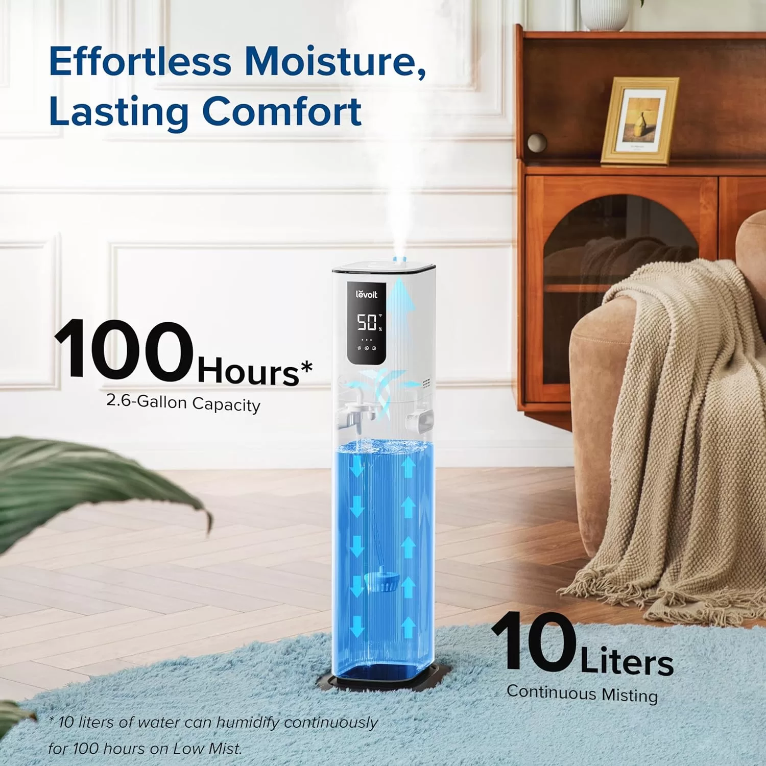 LEVOIT OasisMist 1000S (10L) Smart Humidifier for Home Large Room Bedroom, White