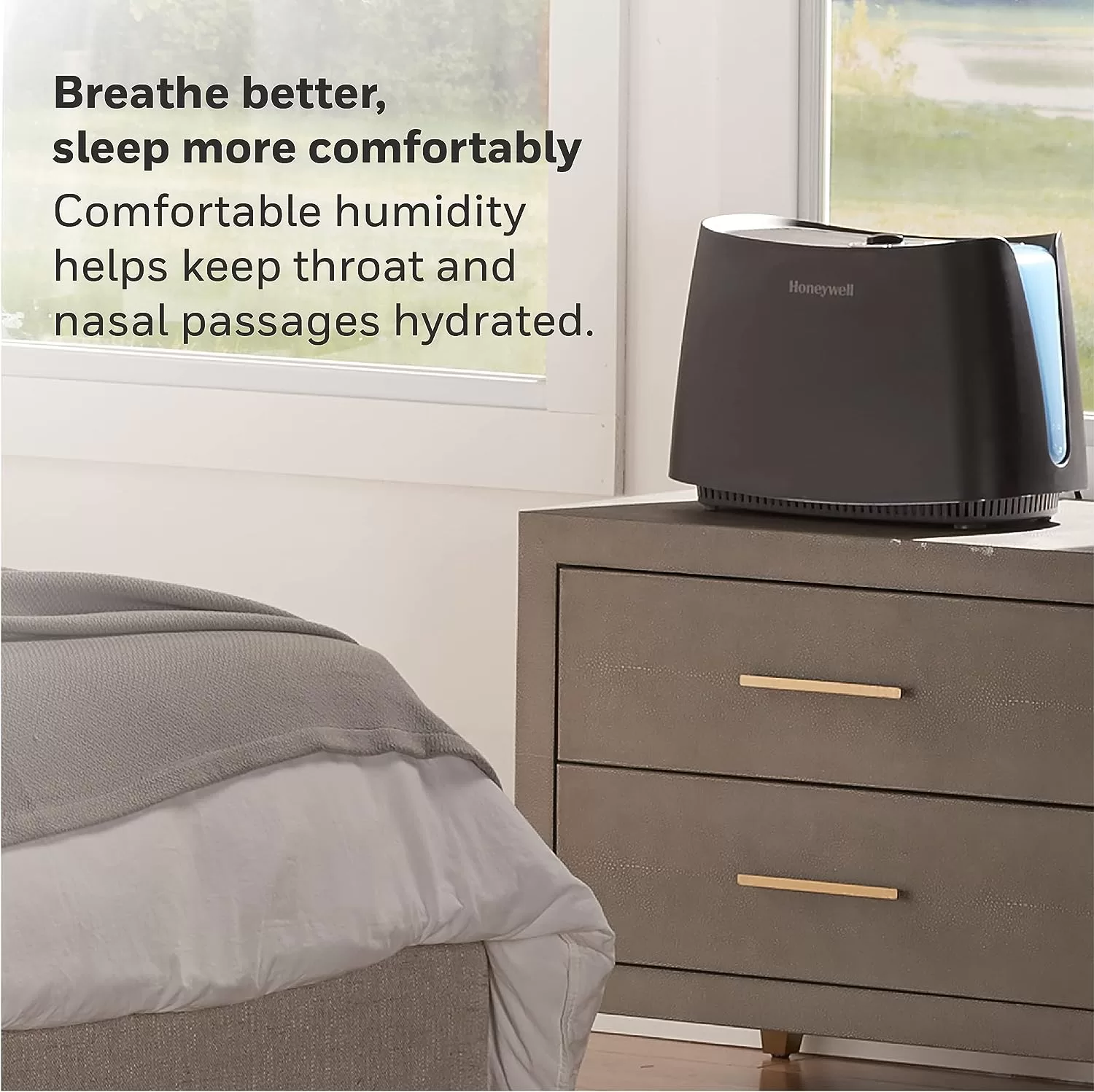 Honeywell Cool Moisture Humidifier, Medium Room, 1.1 Gallon Tank, Black