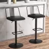 Metal Swivel Barstools Set of 2, Enlarged PU Leather Seat with Metal Back