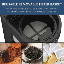wirsh Iced Tea Maker with 85 Ounce Pitcher, Strength Control and Reusable Filter, Black